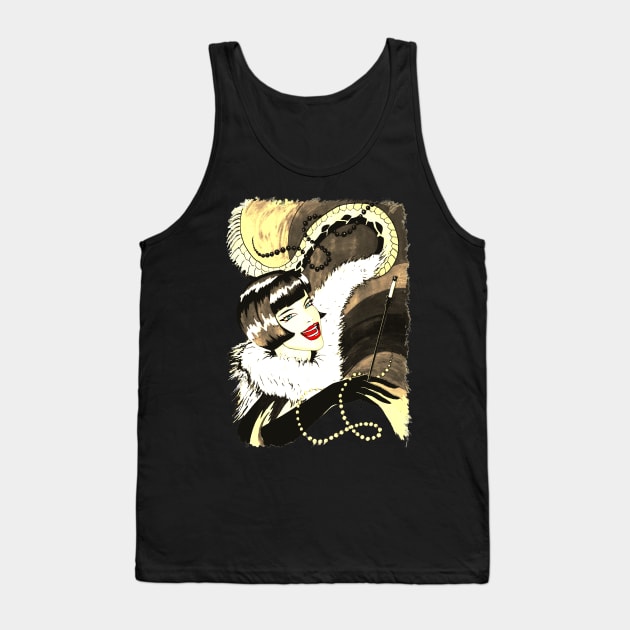 Girl Retro Beauty Art Deco Tank Top by BluedarkArt